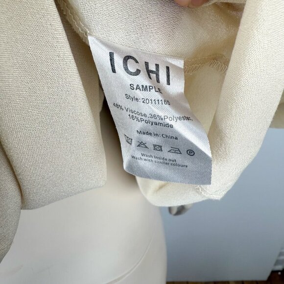 ICHI Butter Yellow Shirt Long Sleeves Belted French Tunic Summer Dress sz 36 - Picture 6 of 6